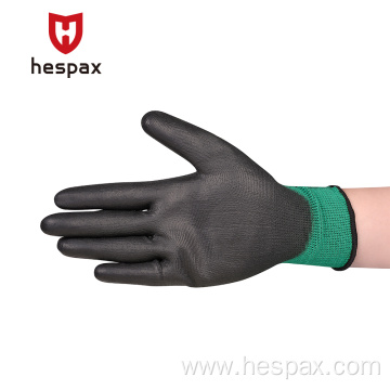 Hespax High Quality PU Palm 13G Nylon Gloves